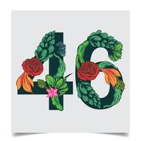 Numbers Vector Colorful Flower Font Stock illustration art