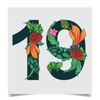 Numbers Vector Colorful Flower Font Stock illustration art