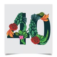 Numbers Vector Colorful Flower Font Stock illustration art