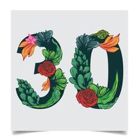 Numbers Vector Colorful Flower Font Stock illustration art