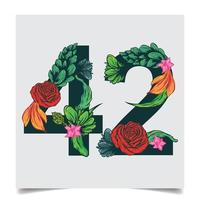 Numbers Vector Colorful Flower Font Stock illustration art