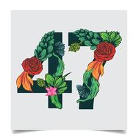 Numbers Vector Colorful Flower Font Stock illustration art