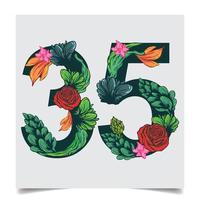 Numbers Vector Colorful Flower Font Stock illustration art