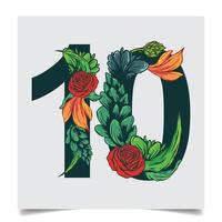 Numbers Vector Colorful Flower Font Stock illustration art