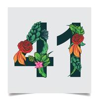 Numbers Vector Colorful Flower Font Stock illustration art