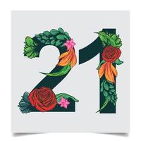 Numbers Vector Colorful Flower Font Stock illustration art