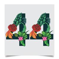 Numbers Vector Colorful Flower Font Stock illustration art