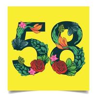 Numbers  vector colorful flower font for your design art