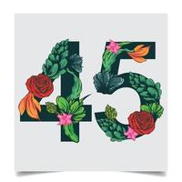 Numbers Vector Colorful Flower Font Stock illustration art