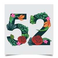 Numbers  vector colorful flower font for your design art