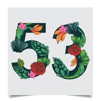 Numbers  vector colorful flower font for your design art