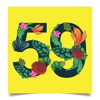 Numbers  vector colorful flower font for your design art