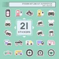 Sticker line cut Set Automotive. suitable for education symbol. simple design editable. design template vector. simple illustration vector