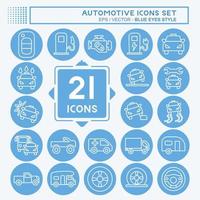 Icon Set Automotive. suitable for education symbol. blue eyes style. simple design editable. design template vector. simple illustration vector