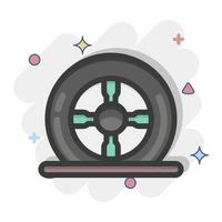 Icon Tire Flat. suitable for Automotive symbol. comic Style. simple design editable. design template vector. simple illustration vector