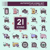 Icon Set Automotive. suitable for education symbol. MBE style. simple design editable. design template vector. simple illustration vector