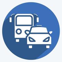 icono de autobús y coche. adecuado para el símbolo automotriz. estilo de sombra larga. diseño simple editable. vector de plantilla de diseño. ilustración sencilla