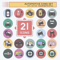 Icon Set Automotive. suitable for education symbol. color mate style. simple design editable. design template vector. simple illustration vector