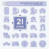 Icon Set Automotive. suitable for education symbol. two tone style. simple design editable. design template vector. simple illustration vector