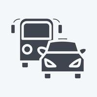 icono de autobús y coche. adecuado para el símbolo automotriz. estilo de glifo. diseño simple editable. vector de plantilla de diseño. ilustración sencilla
