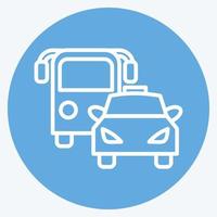 Icon Bus and Car. suitable for Automotive symbol. blue eyes style. simple design editable. design template vector. simple illustration vector