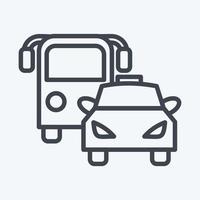 icono de autobús y coche. adecuado para el símbolo automotriz. estilo de línea diseño simple editable. vector de plantilla de diseño. ilustración sencilla