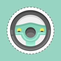 Sticker line cut teering Wheel. suitable for Automotive symbol. simple design editable. design template vector. simple illustration vector