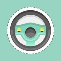 Sticker line cut teering Wheel. suitable for Automotive symbol. simple design editable. design template vector. simple illustration vector