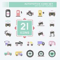 Icon Set Automotive. suitable for education symbol. flat style. simple design editable. design template vector. simple illustration vector