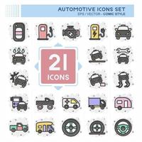 Icon Set Automotive. suitable for education symbol. comic Style. simple design editable. design template vector. simple illustration vector