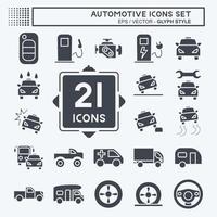 Icon Set Automotive. suitable for education symbol. glyph style. simple design editable. design template vector. simple illustration vector