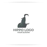 hippo open mouth logo design vector