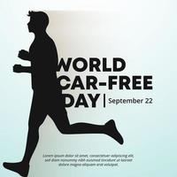 World car free day background with a jogging man vector