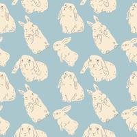 Seamless pattern of abstract Rabbits. Flat design. Hand drawn Vector set. Symbol of 2023 new year