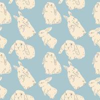 Seamless pattern of abstract Rabbits. Flat design. Hand drawn Vector set. Symbol of 2023 new year