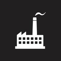 eps10 white vector manufacturing factory icon isolated on black background. pollution symbol in a simple flat trendy modern style for your website design, logo, pictogram, and mobile application