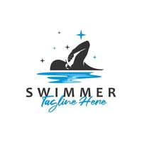 male swimming sports athlete logo vector