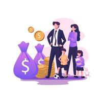 Family benefit flat style illustration design vector