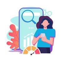 Mobile seo flat style illustration design vector