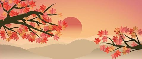 Beautiful autumn red maple background vector