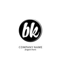 Initial BK with black circle brush logo template vector