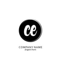 Initial CE with black circle brush logo template vector