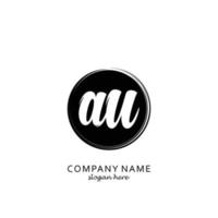 Letter AU with black circle brush logo template vector