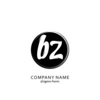 Initial BZ with black circle brush logo template vector