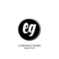 Initial EG with black circle brush logo template vector