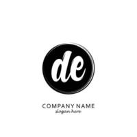 Initial DE  with black circle brush logo template vector