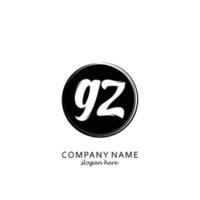 Initial GZ with black circle brush logo template vector