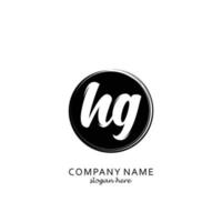 Initial HG with black circle brush logo template vector