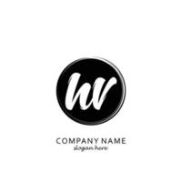 Initial HV with black circle brush logo template vector