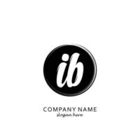 Initial IB with black circle brush logo template vector